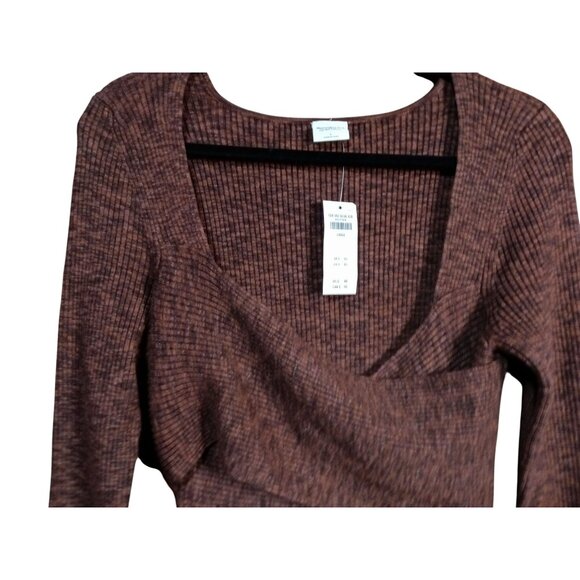 Abercrombie & Fitch Brown Ribbed Knit Long Sleeve Bodycon Dress - Picture 2 of 8